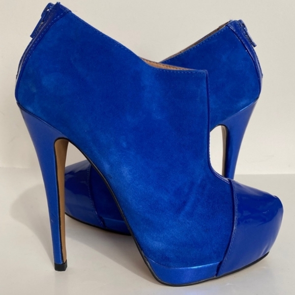 Aldo Korsen Booties Cobalt Blue Suede Stiletto 7 - Picture 2 of 9